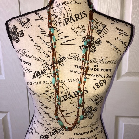 ⭐️Turquoise/ brown multi strand beaded necklace - Picture 2 of 7